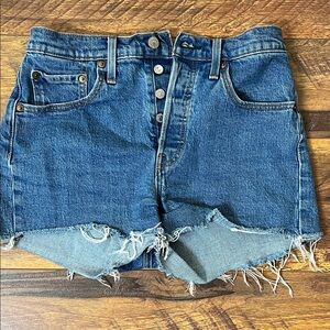 Levi's Blue Distressed Jean Shorts
